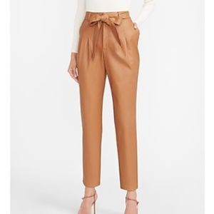 Express super high waisted faux leather belted ankle pants size small color tan